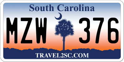 SC license plate MZW376