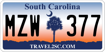 SC license plate MZW377