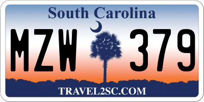 SC license plate MZW379