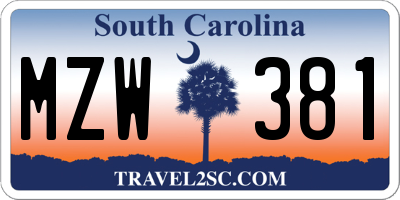 SC license plate MZW381