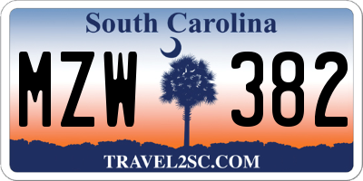 SC license plate MZW382