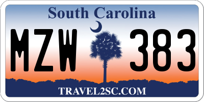 SC license plate MZW383