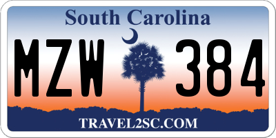 SC license plate MZW384