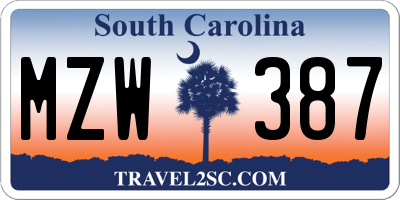 SC license plate MZW387