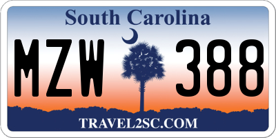 SC license plate MZW388