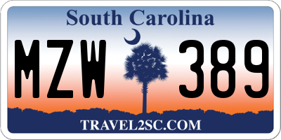SC license plate MZW389