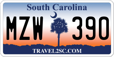 SC license plate MZW390