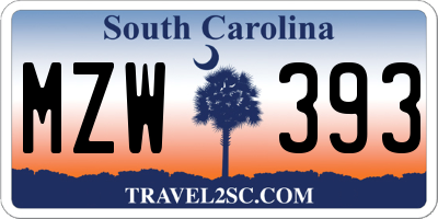 SC license plate MZW393