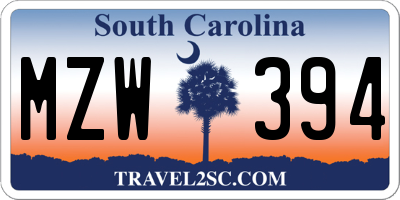 SC license plate MZW394