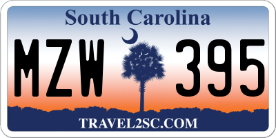 SC license plate MZW395