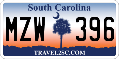 SC license plate MZW396
