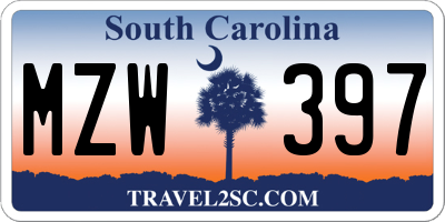 SC license plate MZW397