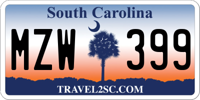 SC license plate MZW399