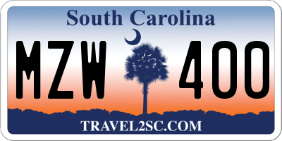 SC license plate MZW400