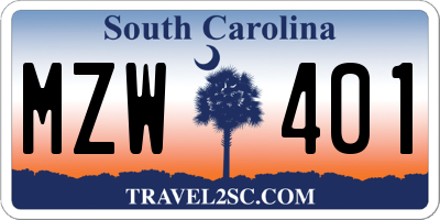 SC license plate MZW401