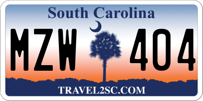 SC license plate MZW404