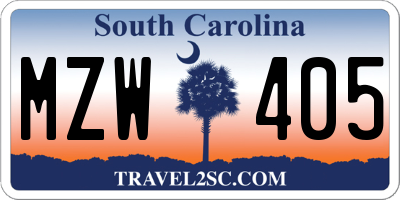 SC license plate MZW405