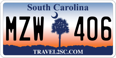 SC license plate MZW406