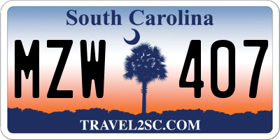 SC license plate MZW407