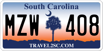 SC license plate MZW408