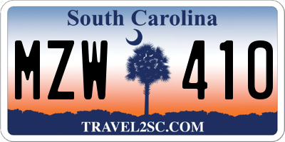 SC license plate MZW410