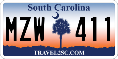 SC license plate MZW411