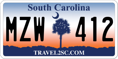SC license plate MZW412