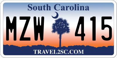 SC license plate MZW415