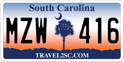 SC license plate MZW416