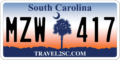 SC license plate MZW417