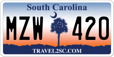 SC license plate MZW420