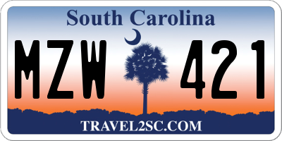 SC license plate MZW421