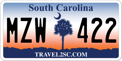 SC license plate MZW422