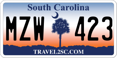 SC license plate MZW423