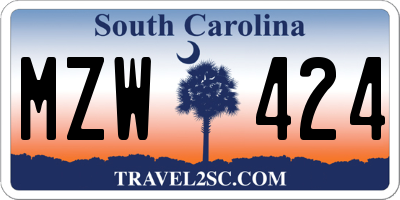 SC license plate MZW424