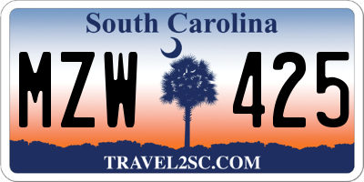 SC license plate MZW425