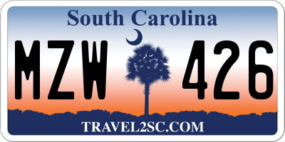 SC license plate MZW426