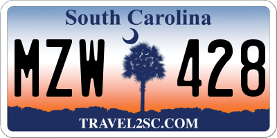 SC license plate MZW428