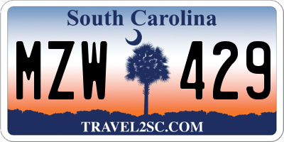 SC license plate MZW429