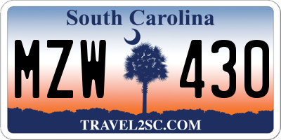 SC license plate MZW430