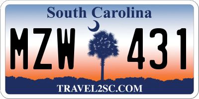 SC license plate MZW431