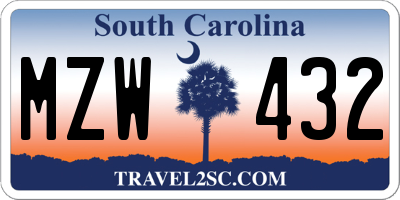 SC license plate MZW432
