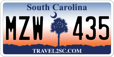 SC license plate MZW435