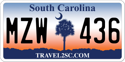 SC license plate MZW436