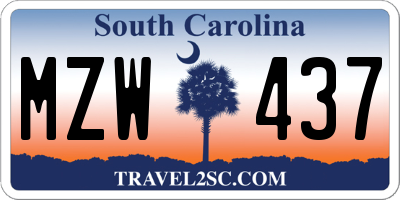 SC license plate MZW437
