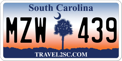 SC license plate MZW439