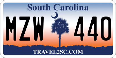 SC license plate MZW440