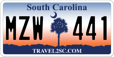 SC license plate MZW441