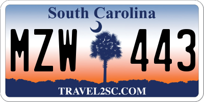 SC license plate MZW443