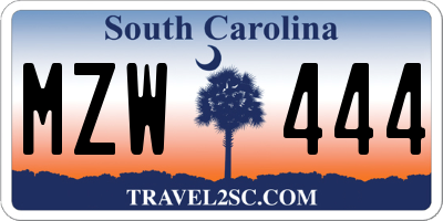 SC license plate MZW444